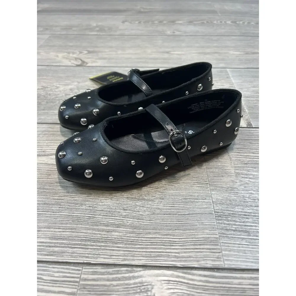 Art Class Madison Studded Ballet Flats Black Kids 13 NWT